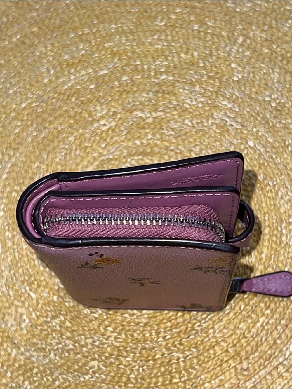 Coach Medium Corner Zip Wallet Featuring a Pink Dandelion Floral Print - Picture 3 of 10